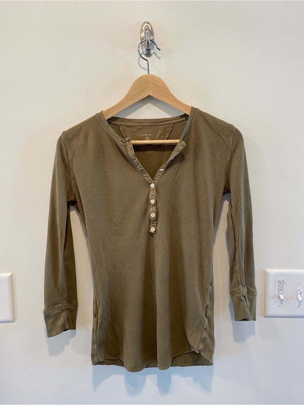 J. Crew womens Y2K Henley thermal waffle size small fairy grunge 2000s